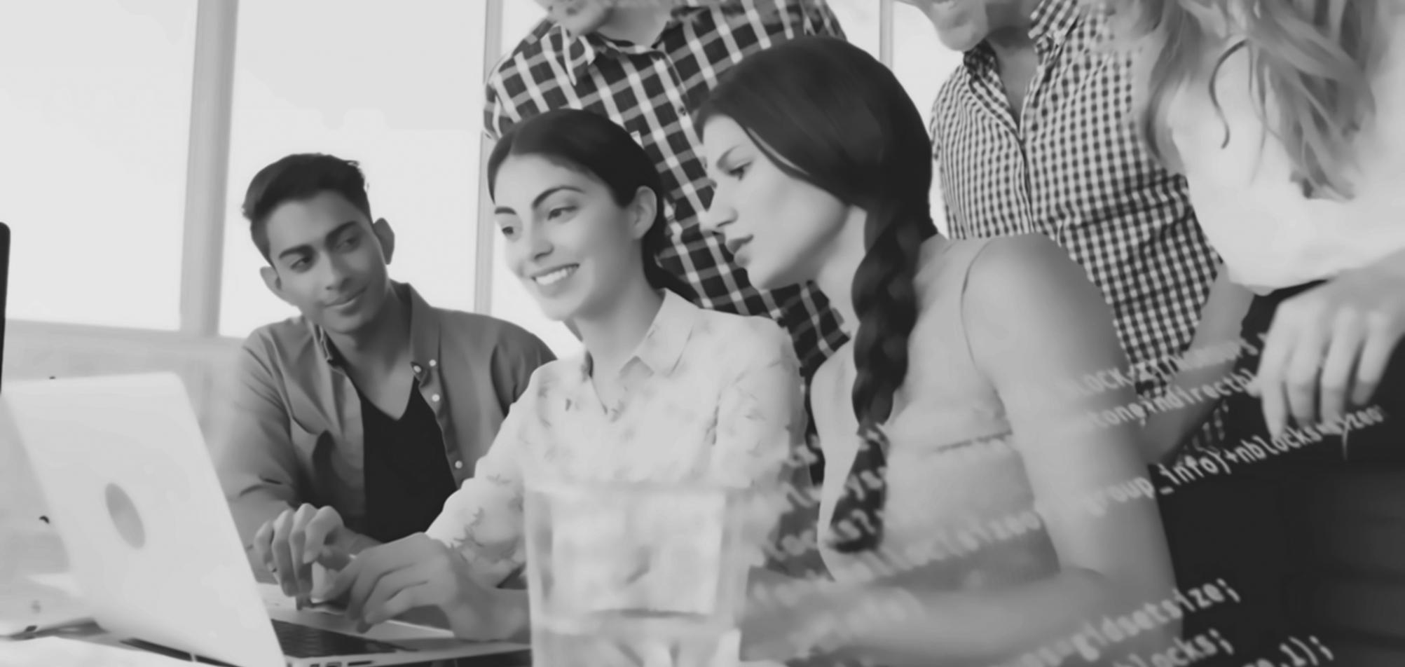 Modern office environment with testing workflow documentation